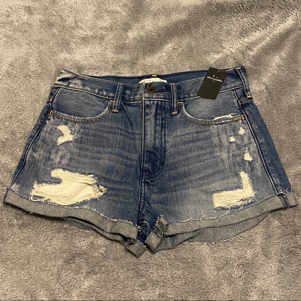 New Abercrombie Kids A&F Girls High Rise Jean Shorts Size 16 Festival Shorts NWT